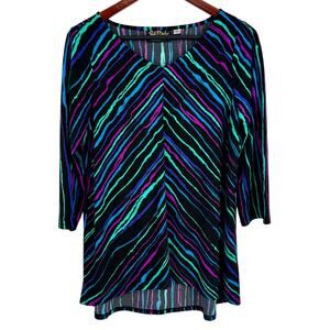 NEW NWOT Bob Mackie Wearable Art Small Blue Green Blue Purple Blouse Shirt Top